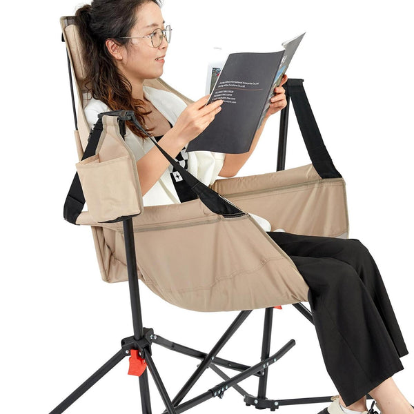 Hammock Camping Chair with Adjustable Back, Pillow, Folding Portable Rocking Chair with Cup Holder, Carry Bag, 38" L x 35" W x 42" H