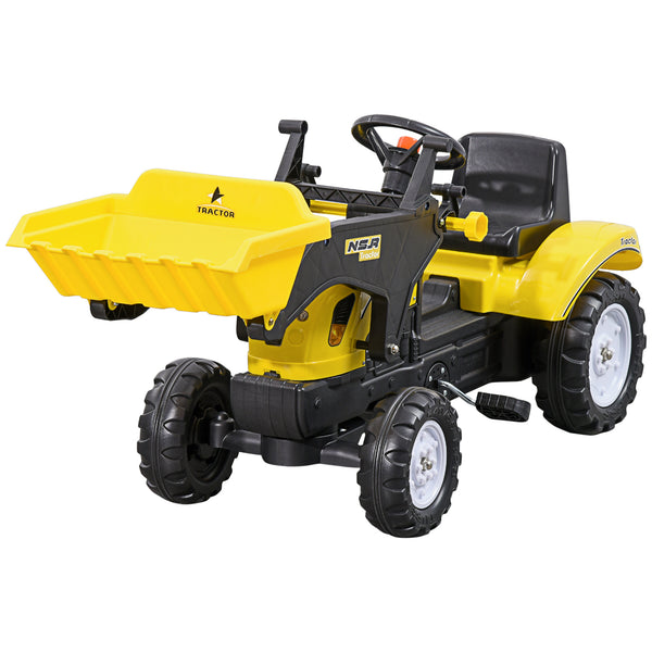 Aosom Kids Ride on Excavator, Pedal Go Kart with Front Loader Digger for 3 Year Old