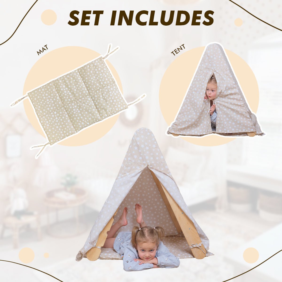 Play Tent Cover with Mat for Climbing Triangle Ladder - SKU: PTAM-001-CA