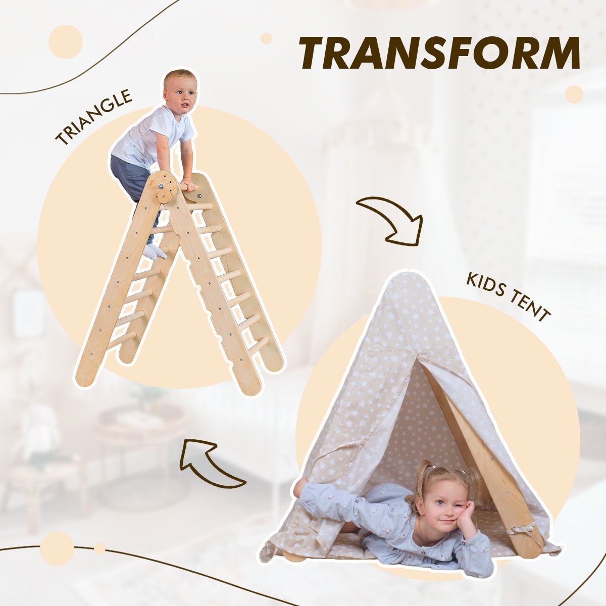 Play Tent Cover with Mat for Climbing Triangle Ladder - SKU: PTAM-001-CA
