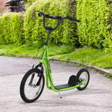 Aosom Teens Youth Scooter Ride On Toy with Adjustable Handlebar, Dual Brakes, and Inflatable Wheels For Kids 5+ - Green