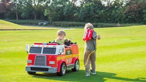 2026 24V Fire Truck 2-Seater Ride On Kids Car with Remote Control