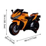 12V Kids Electric Ride-On Motorcycle with Training Wheels and Headlight, Motorbike with MP3 and Light-Up Wheels, 46" L x 20" W x 26" H