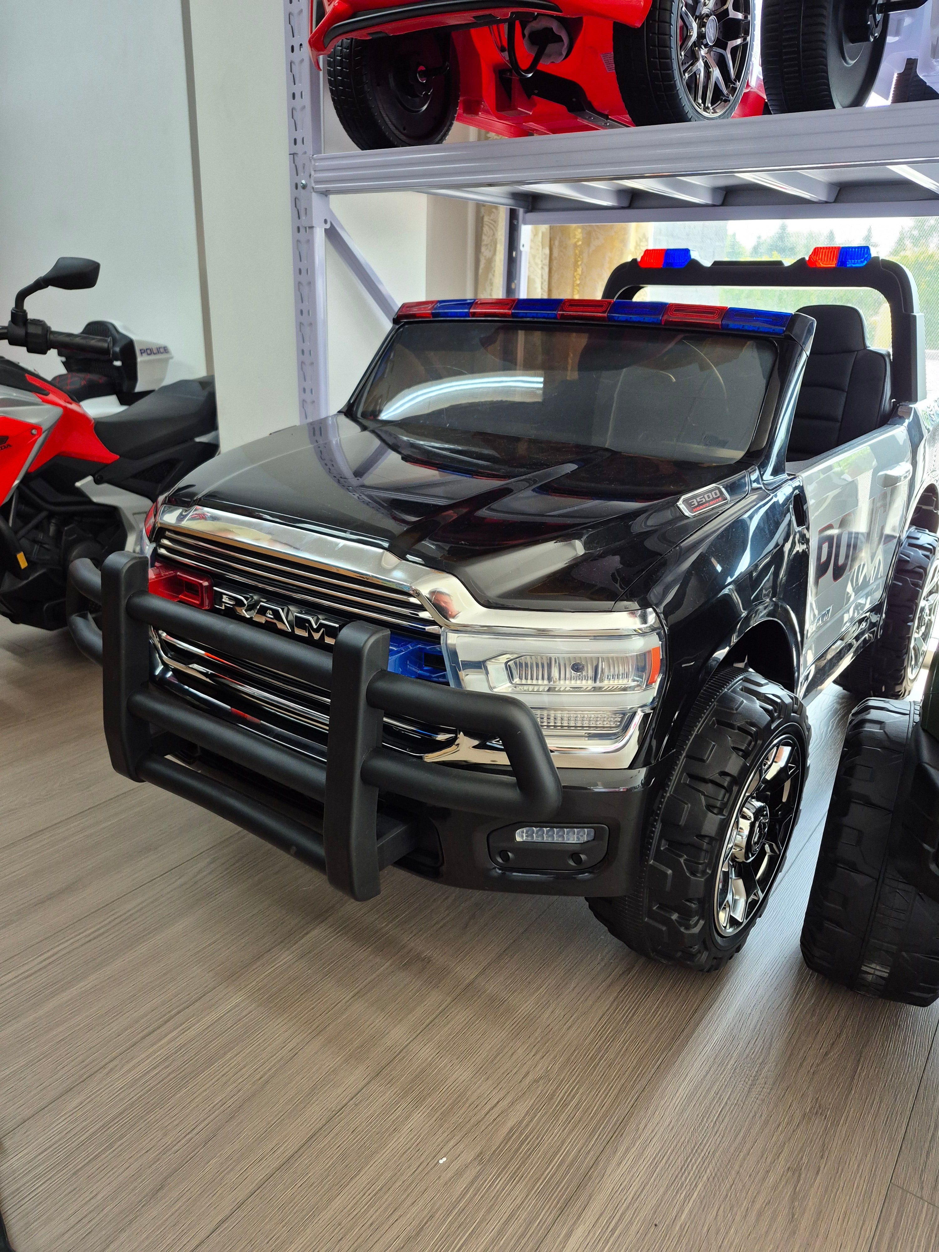2026 Dodge Ram 3500 XXL Police Edition 24v 2 Seater 4X4 Kids Ride On Car with Remote Control
