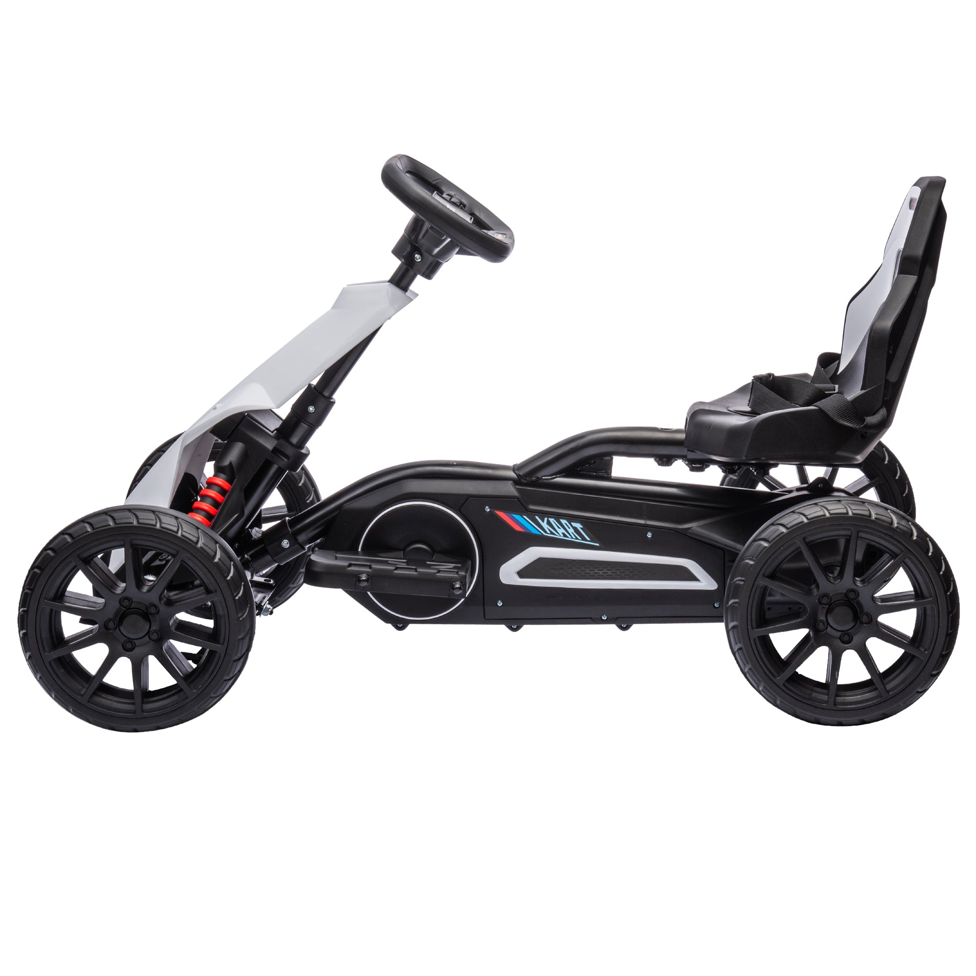 Aosom 12V Electric Go Kart for Kids, Ride On Toy with EVA Tires, 2 Speeds, Adjustable Seat, Safety Belt for 3-8 Years, White