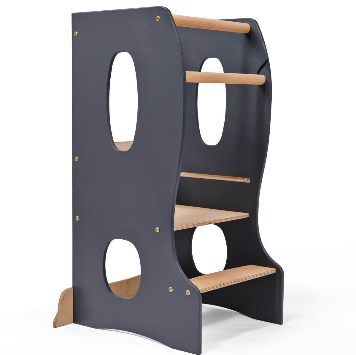 Stable Montessori Tower: Wooden Growing Chair - Grey - SKU: Tower-big-GR-CA