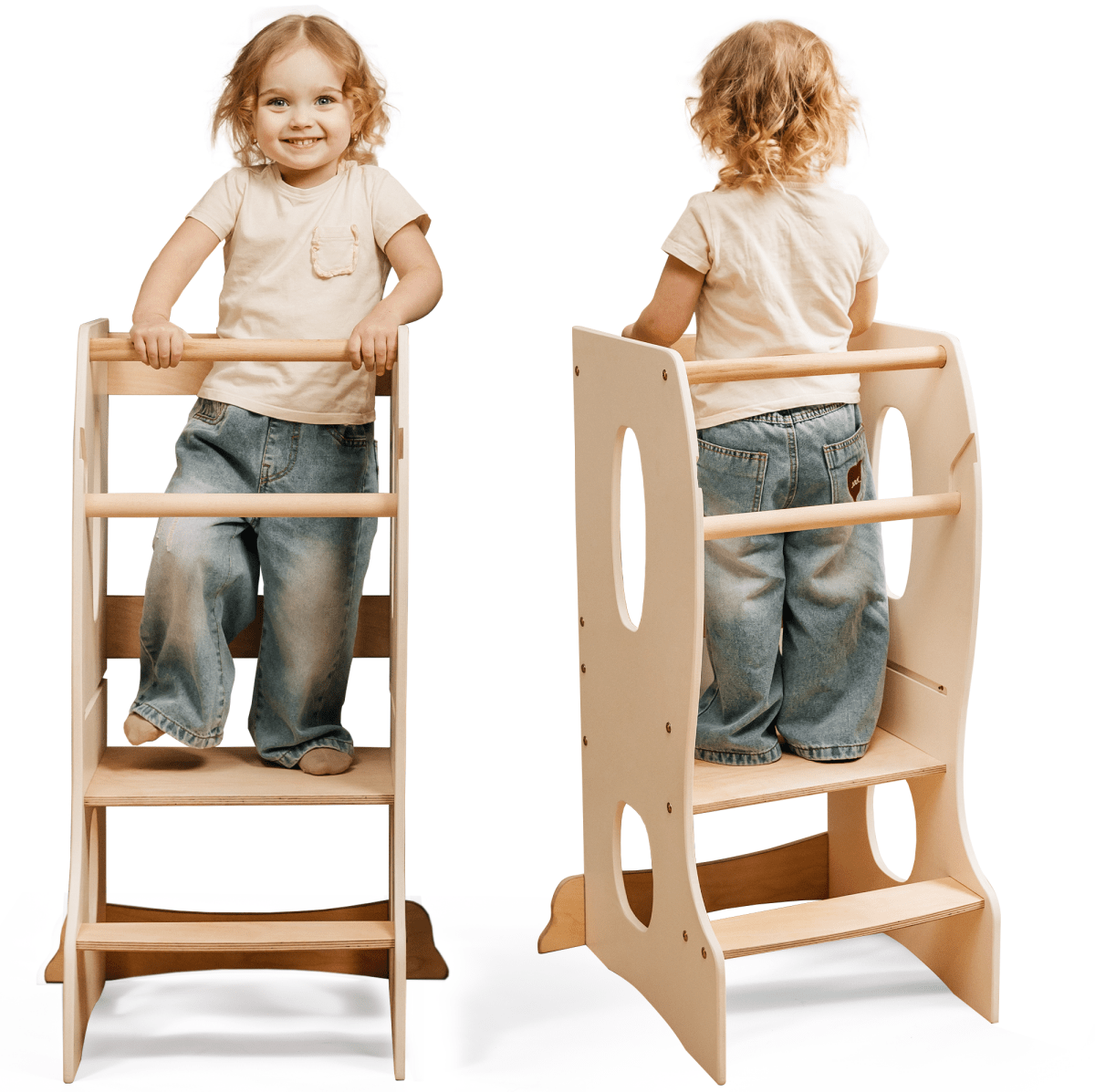 Stable Montessori Tower: Wooden Growing Chair - Ivory - SKU: Tower-big-IV-CA