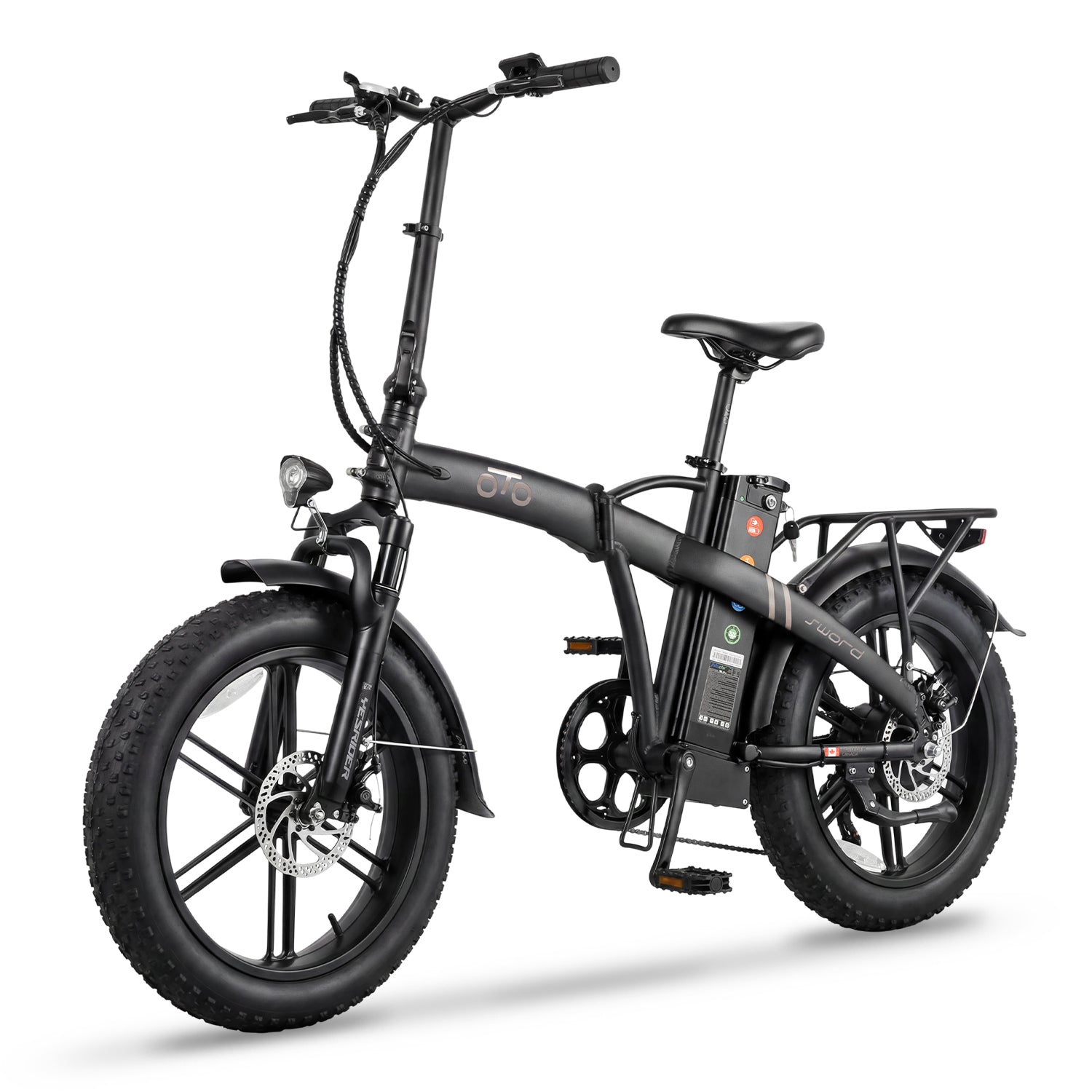 Sword All-Terrain Folding Electric Bike | 750W Peak Power with Maintenance-Free MAG Rims & 4" Fat Tires - SKU: oto_sword_48156_white