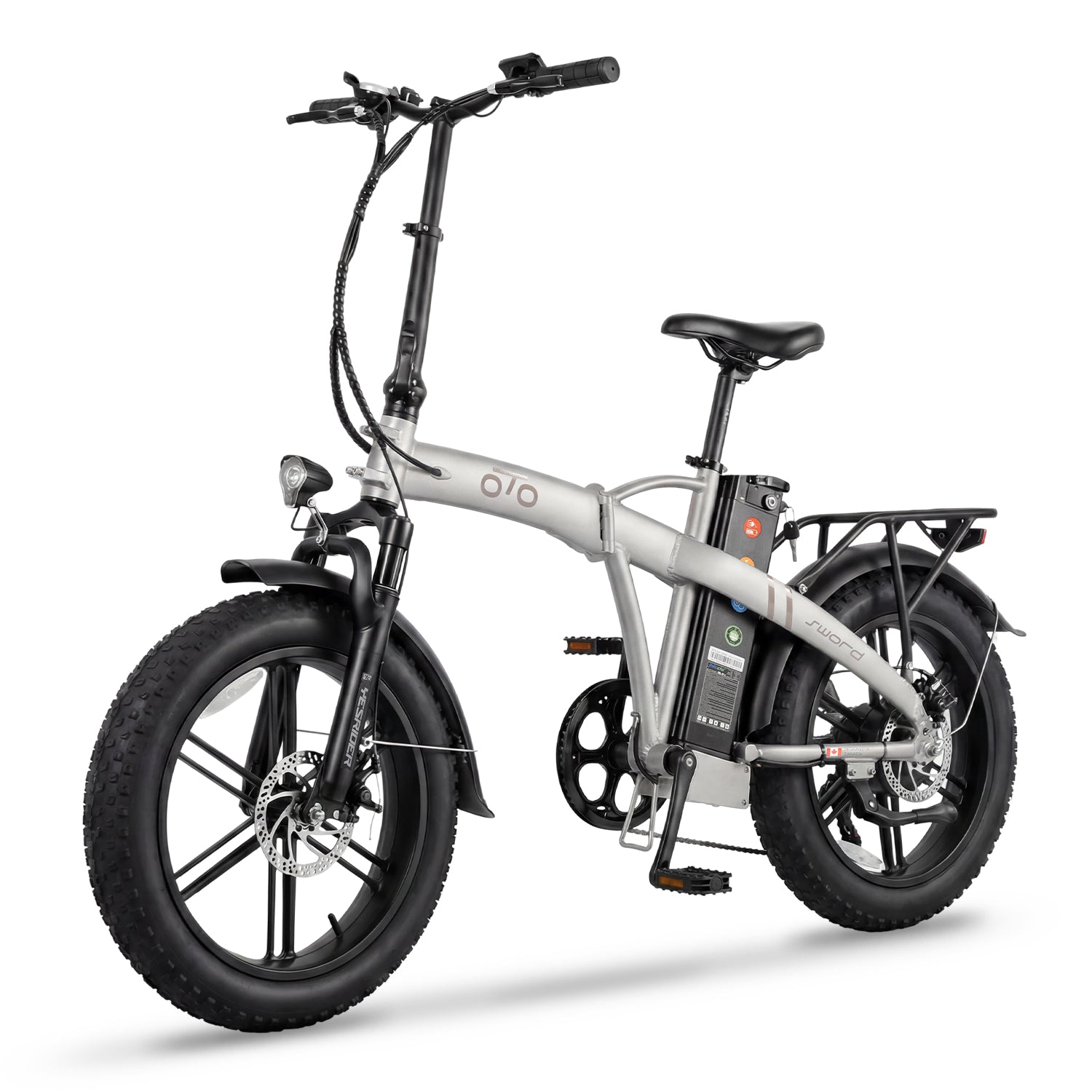 Sword All-Terrain Folding Electric Bike | 750W Peak Power with Maintenance-Free MAG Rims & 4" Fat Tires - SKU: oto_sword_48156_white