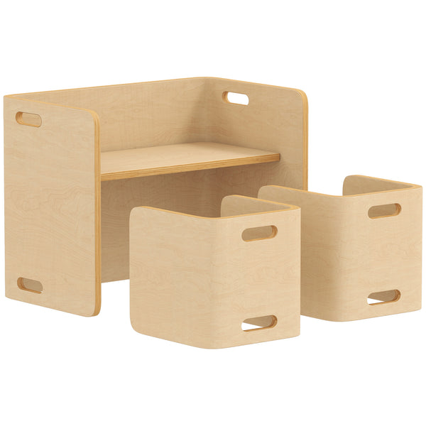 Qaba Kids Table and Chair Set, Height Adjustable Toddler Table and Chair Set for Kids Ages 3-8, Play, Learning