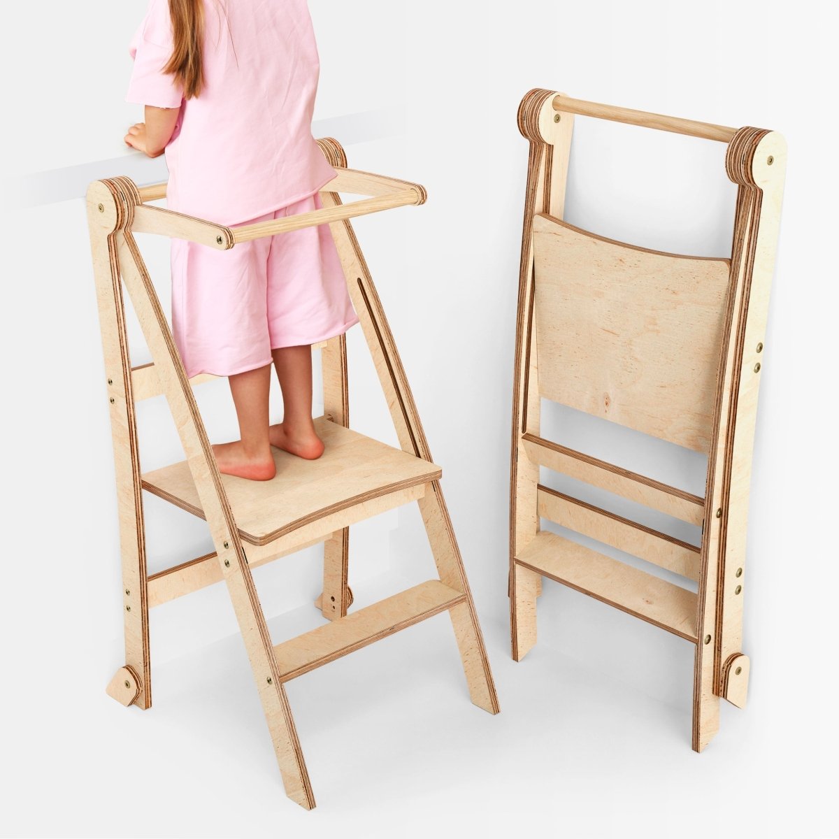 Toddler Tower: Foldable Step Stool for Toddlers - Beige - SKU: HlpTWR-BEIGE-CA