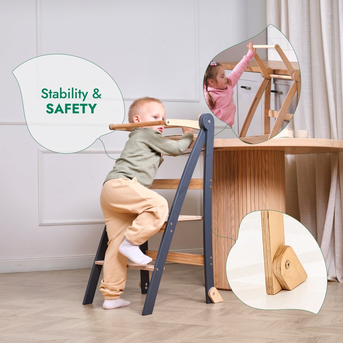 Toddler Tower: Step stool for Kids - Graphite - SKU: HlpTWR-GREY-CA