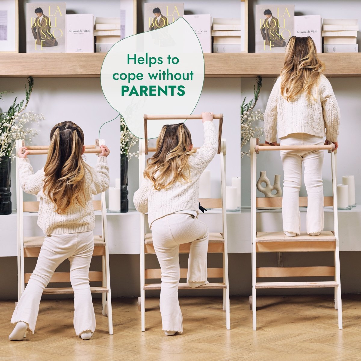 Helper Tower: A Multi-functional Foldable Step Stool for Kids - SKU: HlpTWR-WHITE-CA
