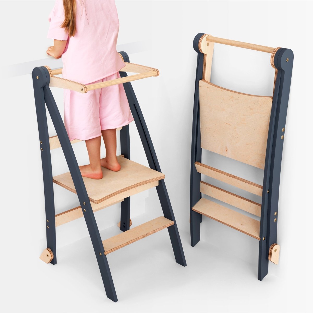 Toddler Tower: Step stool for Kids - Graphite - SKU: HlpTWR-GREY-CA