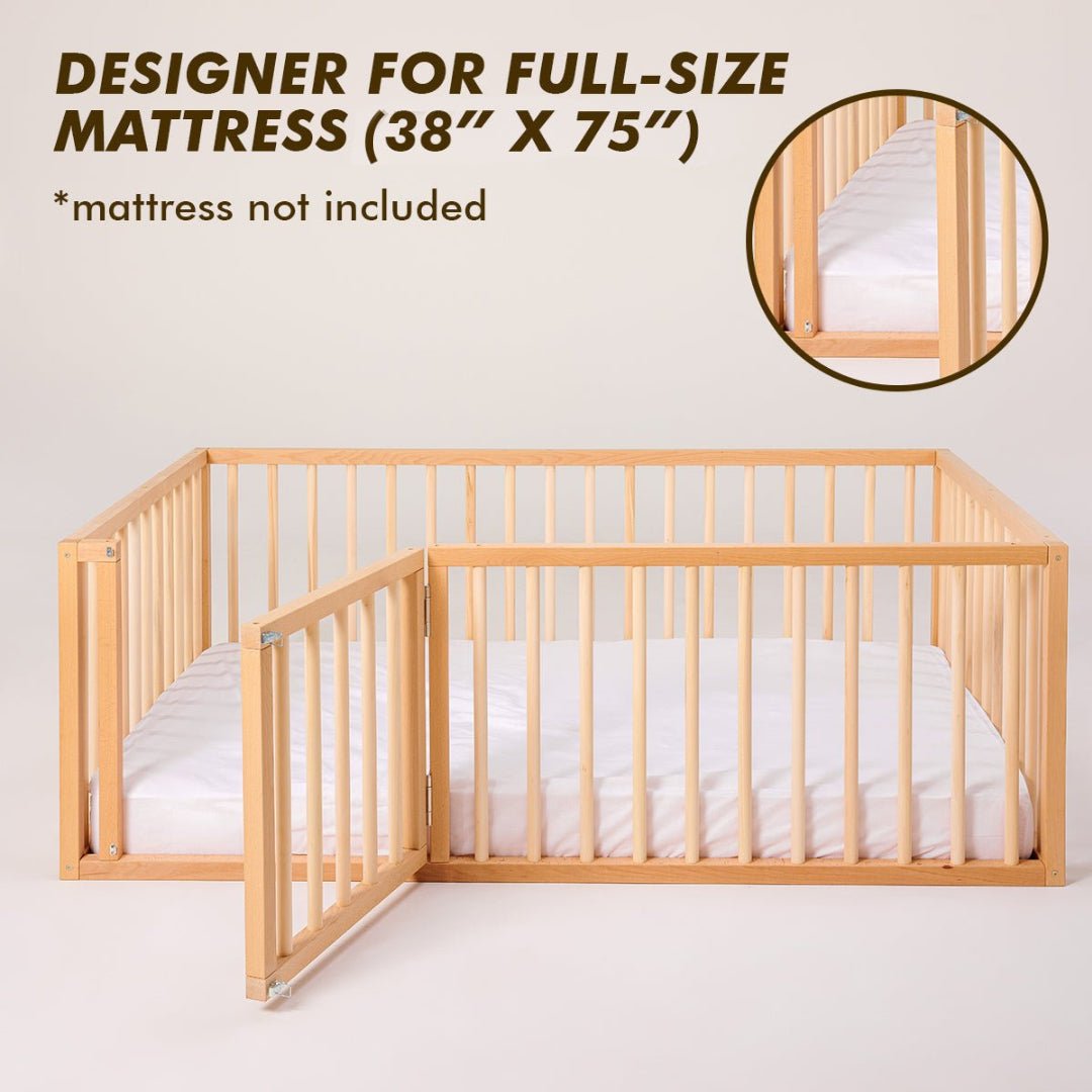 Twin Size Bed Frame for Toddlers with Fence - SKU: MBUSFtwin-Small-CA