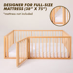 Twin Size Bed Frame for Toddlers with Fence - SKU: MBUSFtwin-Small-CA