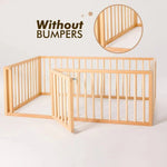 Twin Size Bed Frame for Toddlers with Fence - SKU: MBUSFtwin-Small-CA