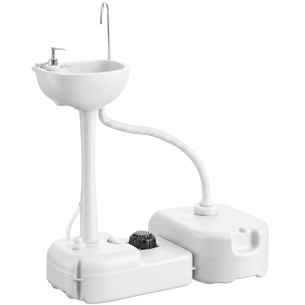 kleankin Portable Camping Sink, Handwashing Station Basin with 4.5 Gal (17 L) Tank, 6.3 Gal (24 L) Recovery Tank, Rolling Wheels & Soap Dispenser for RV, Outdoor Events, Gatherings, HDPE