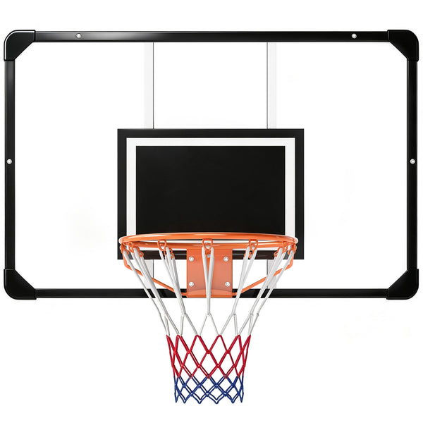 Soozier Wall Mounted Basketball Hoop with Shatter Proof Backboard, Durable Rim and All-Weather Net for Indoor and Outdoor Use