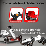 12V Electric Pedal Go-Kart for Kids with Adjustable High-Back Seat, Ride-On Truck with Music/Flashing Lights, 38\'\' L x 22.5\'\' W x 19.5\'\' H, White
