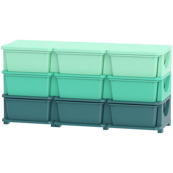 Qaba 3 Tier Kids Storage Organizer with 9 Drawers for Bedroom, Nursery, Kindergarten, Living Room, Boys and Girls