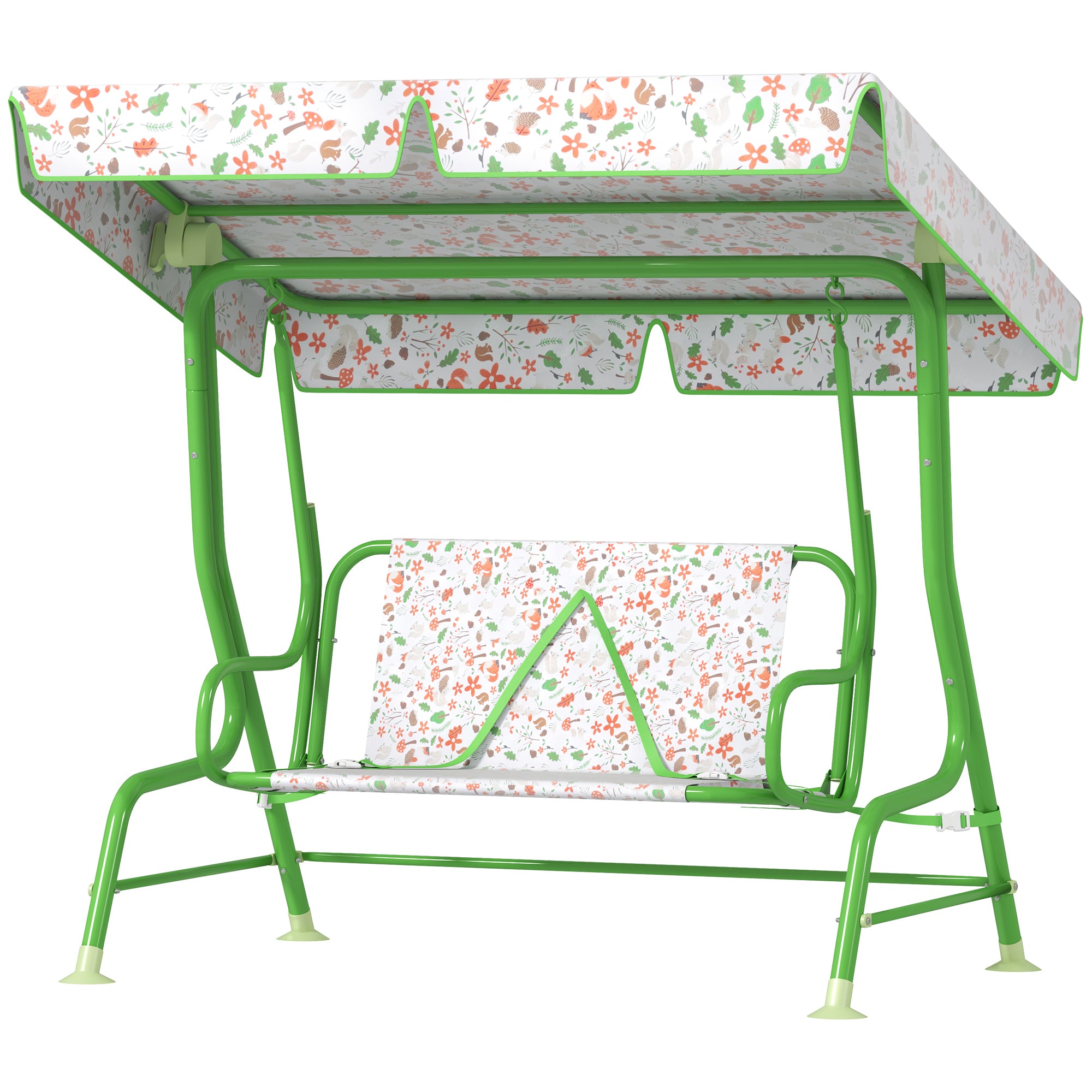 Kids Patio Swing Chair with Adjustable Canopy, Safety Belt for Patio, Garden, Poolside, Balcony - SKU: 3E1-006V00YL