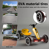 12V Electric Pedal Go-Kart for Kids with Adjustable High-Back Seat, Ride-On Truck with Music/Flashing Lights, 38\'\' L x 22.5\'\' W x 19.5\'\' H, Yellow