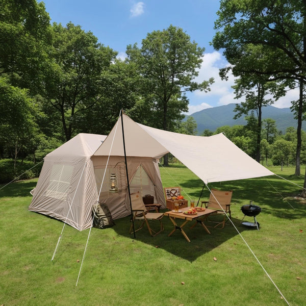 Inflatable 4-Season Camping Tent with Easy Setup, Windproof Family Tent with Skylight Top, 102.5″ L x 86.5″ W x 71″ H