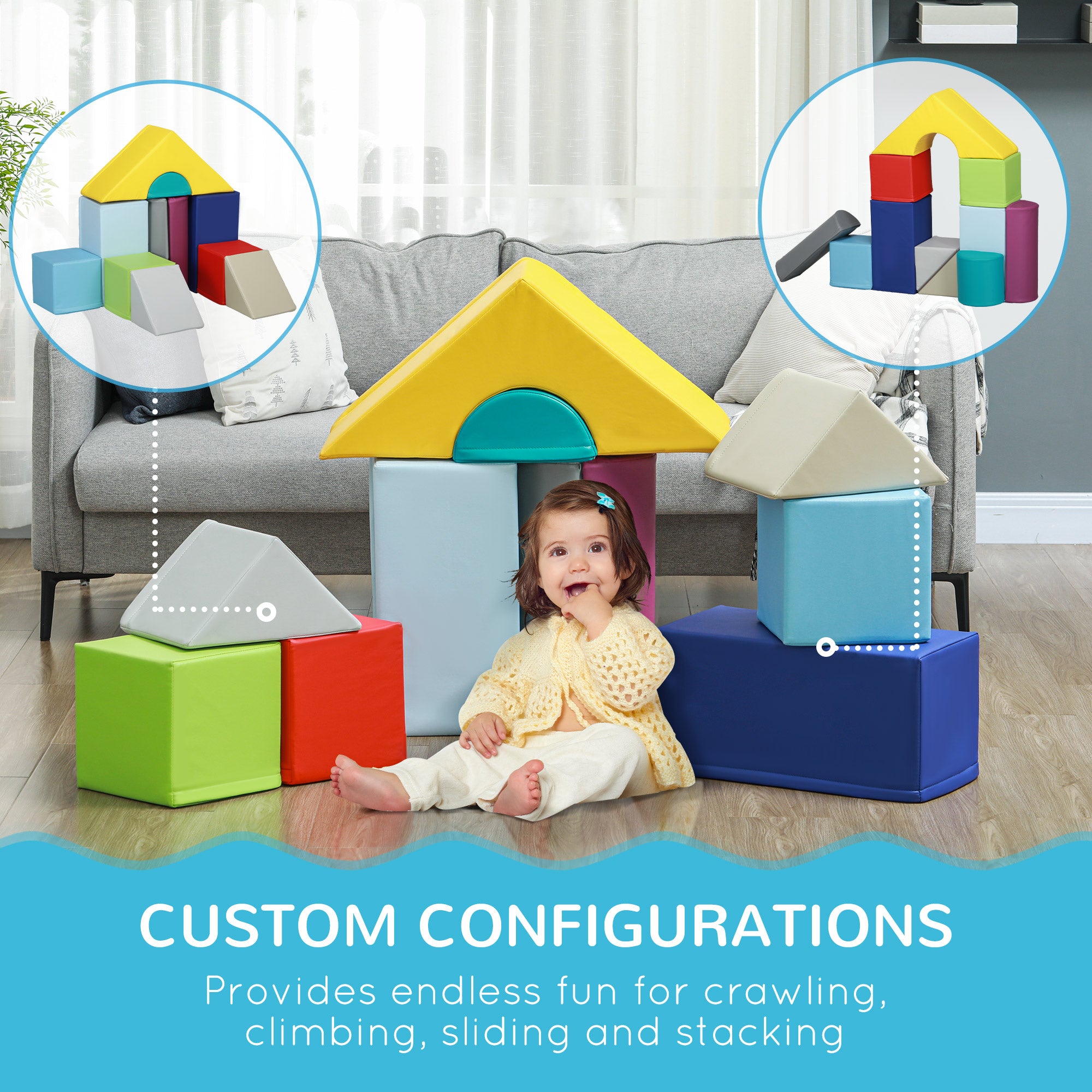 Soozier 11-Piece Kids Crawl and Climb Activity Play Set for Climbing, Crawling, Sliding, Multicolored