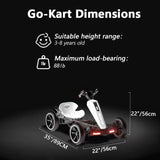 12V Electric Pedal Go-Kart for Kids with Adjustable High-Back Seat, Ride-On Truck with Music/Flashing Lights, 38\'\' L x 22.5\'\' W x 19.5\'\' H, White
