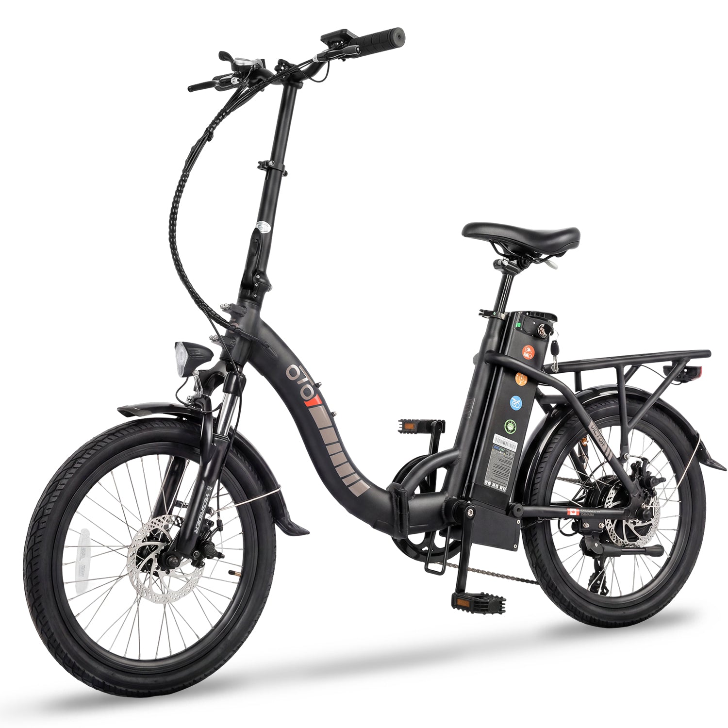 Victor 20" Lightweight Foldable Step-Thru Electric Bike | 25kg Portable Design with UL Certified Battery - SKU: oto_victor_48156_white