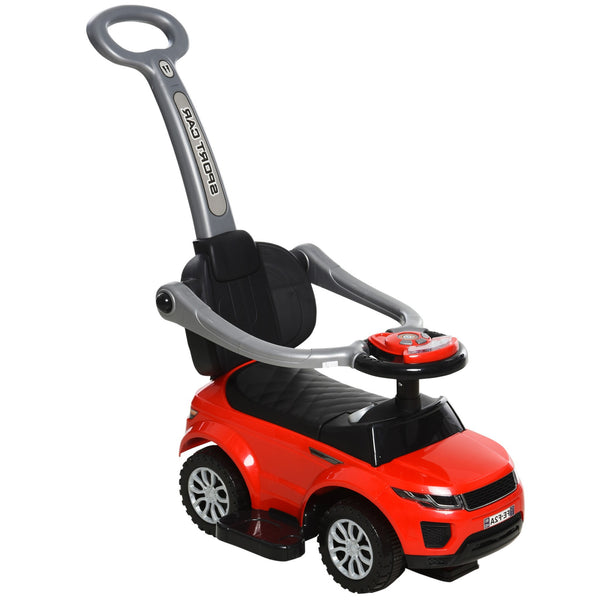 Aosom 2 In 1 Push Cars for Toddlers Kid Ride on Push Car Stroller Sliding Car with Horn Music Light Function Secure Bar Ride on Toy for Boy Girl 1-3 Years Old