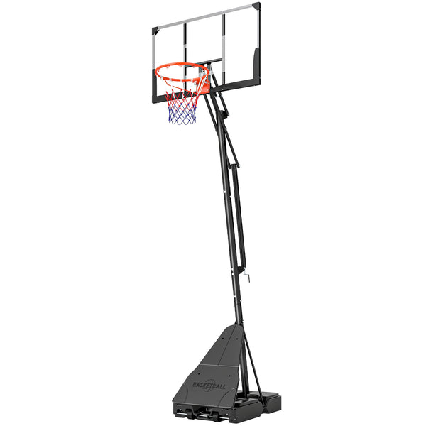 Soozier Portable Basketball Hoop Outdoor, 8-10ft Adjustable Basketball Goal, 43 Inch Shatterproof Backboard, Hand-Crank Lift