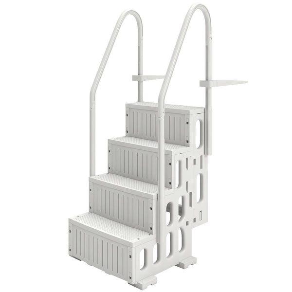 Outsunny Swimming Pool Ladder Adjustable Height for Above Ground Pool Steps with Dual Handrails