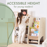 Wooden Montessori Shelves for Toddler 2in1: Bookshelf & Toy Shelving