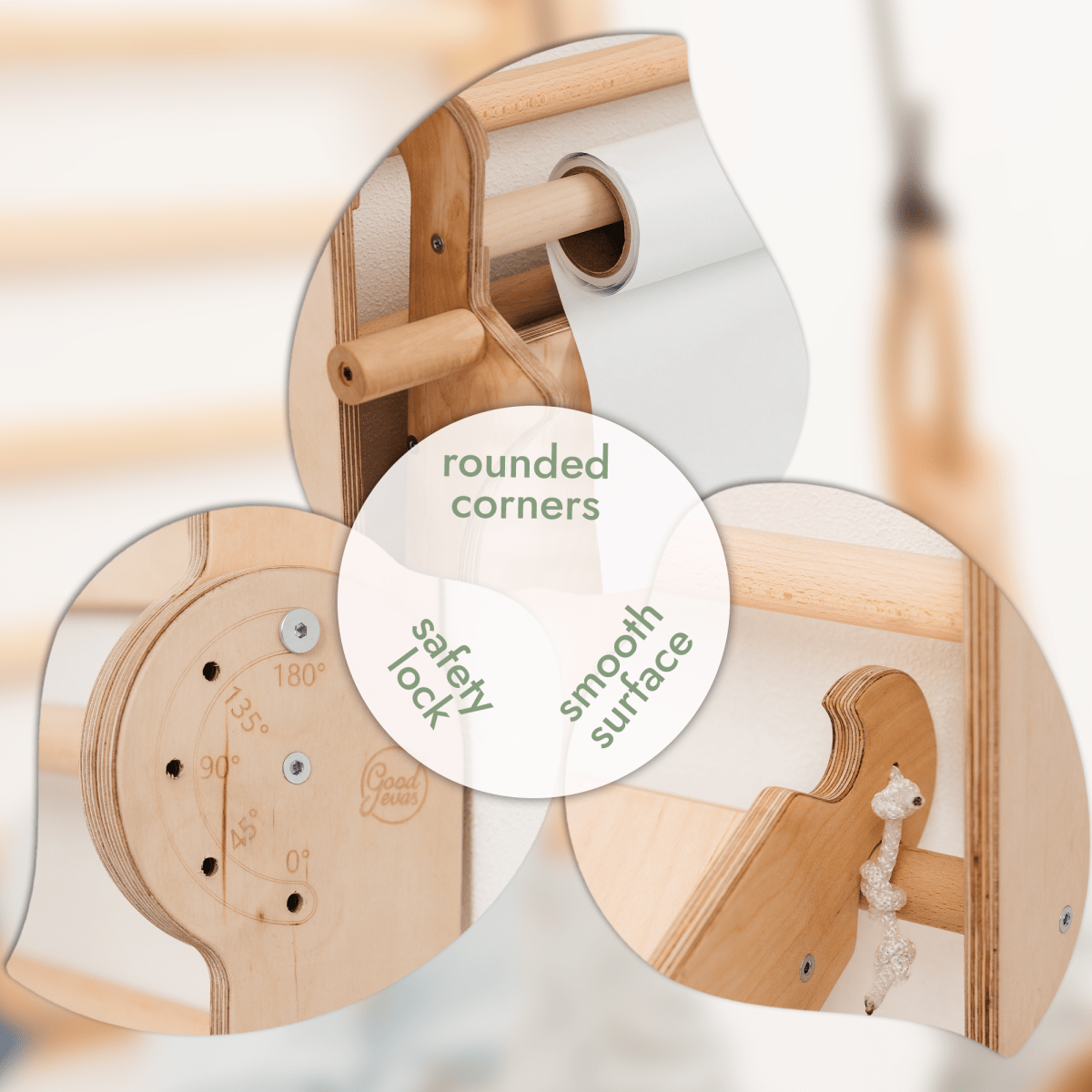 Wooden Swedish Wall 7in1/ Climbing ladder for Children + Swing Set + Slide Board + Art Add-on - SKU: 5IN1-SWCSAB-CA