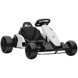 Qaba 24V Electric Go Kart with Dual 150W Motors, Adjustable Seat & 11.2MPH High Speed, Slow Start, 5-Point Harness, White