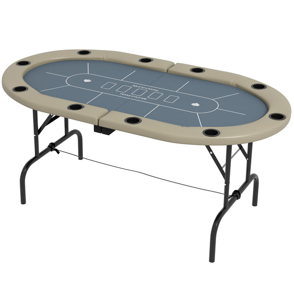 Soozier Foldable Poker Table Blackjack Texas Holdem Poker Game Table with Cup Holders, 70" Oval