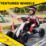 Aosom 12V Electric Go Kart for Kids, Ride On Toy with EVA Tires, 2 Speeds, Adjustable Seat, Safety Belt for 3-8 Years, White