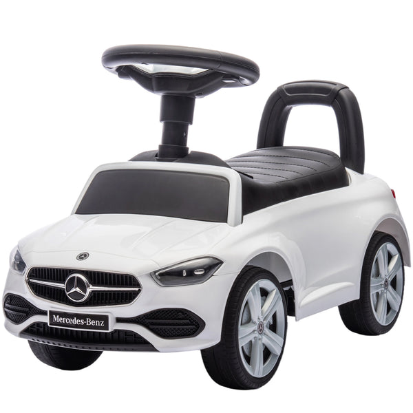 Qaba Mercedes-Benz C-Class Licensed Kids Ride On Car, Foot-to-Floor Toy with Anti-Tip Design, Horn & Start Sound