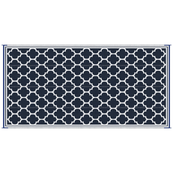 Outsunny Reversible Outdoor Rug, 9' x 18' Waterproof Plastic Straw Floor Mat, Portable RV Camping Carpet, Large Floor Mat for Backyard, Deck, Picnic, Beach, Blue &