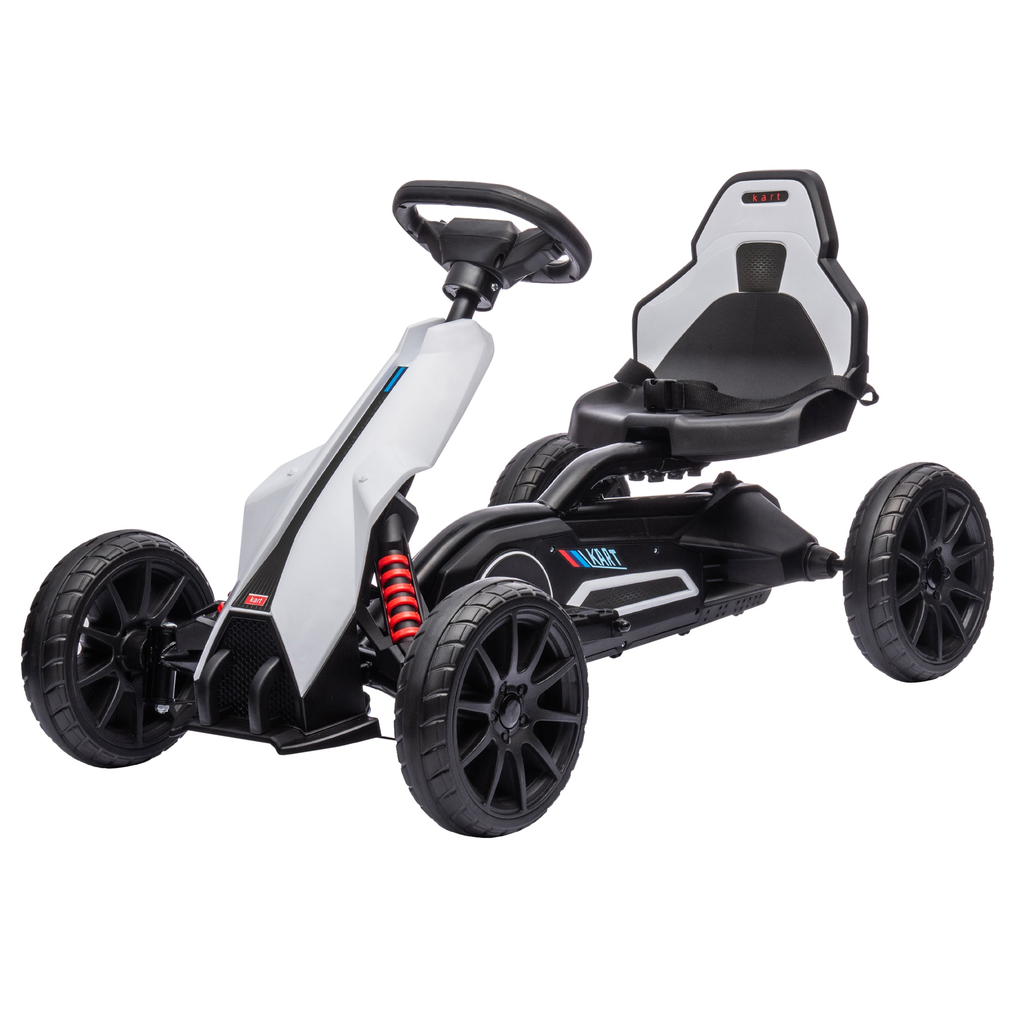 Aosom 12V Electric Go Kart for Kids, Ride On Toy with EVA Tires, 2 Speeds, Adjustable Seat, Safety Belt for 3-8 Years, White