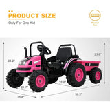 2025 6v Tractor Powered Ride-On Car Remote Control with Detachable Wagon