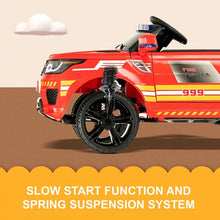 Load image into Gallery viewer, 12V Fire Fighter Kids Ride On SUV Truck with Remote Control