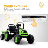 2025 6v Tractor Powered Ride-On Car Remote Control with Detachable Wagon