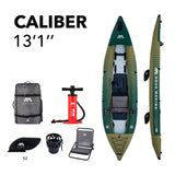 2023 Aqua Marina Caliber-398 Angling Inflatable Kayak (Both 1 or 2 Person) 13'1" GREEN