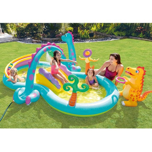 Kids Inflatable Dino Kiddie Pool with Slide
