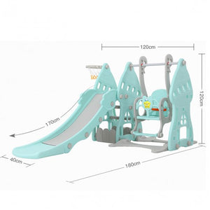 4 in 1 Slide and Swing Set with Basketball Net
