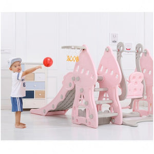 4 in 1 Slide and Swing Set with Basketball Net