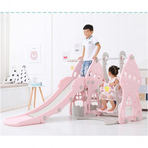 4 in 1 Slide and Swing Set with Basketball Net